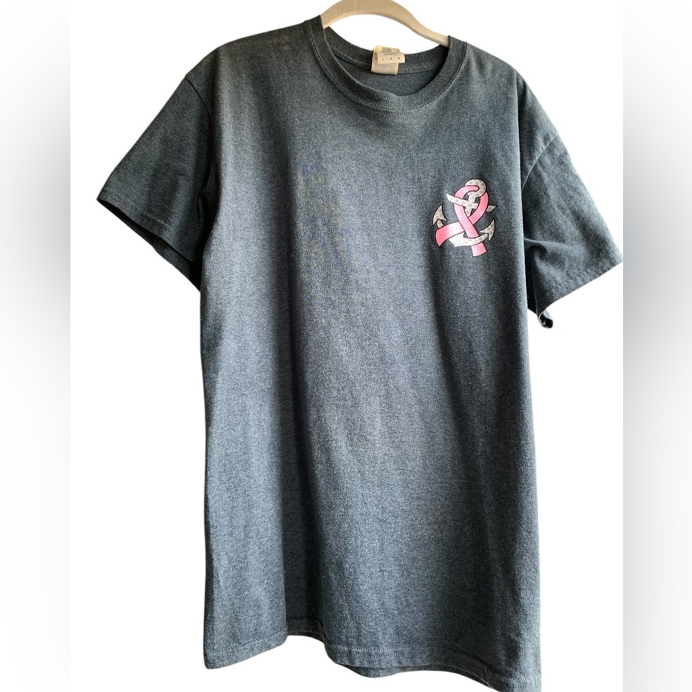 COUTURE Hope Anchors the Soul Hebrews 6:19 Pink Breast Cancer Ribbon Tee Shirt - Picture 3 of 9